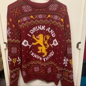 Game of Thrones Ugly Sweater “I Drink and Know Things” Size Large